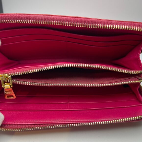 Prada Fuoco Red Saffiano Leather Zip Long Wallet - Preowned - Picture 9 of 15
